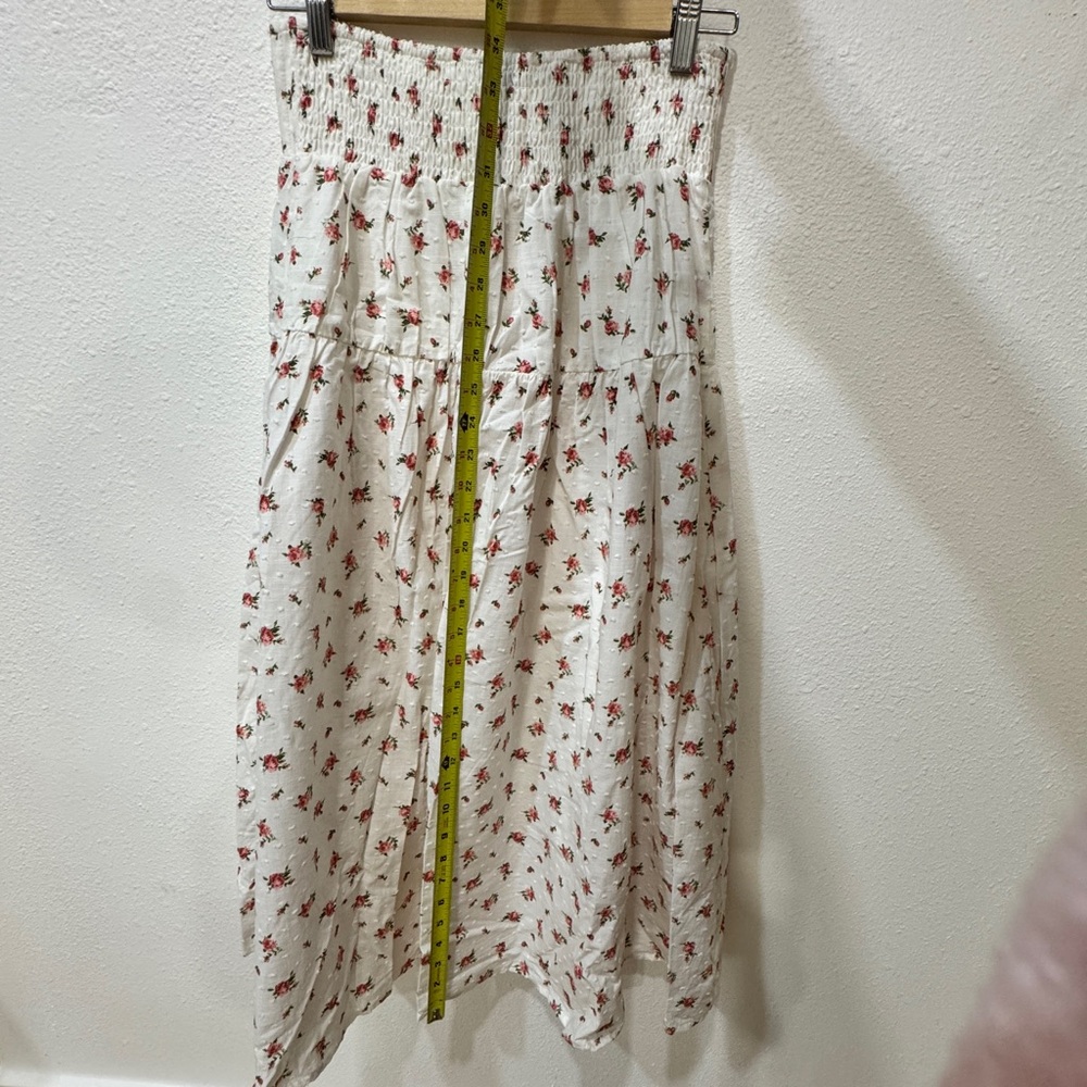 White Maxi Peasant Skirt with Pink Floral Print - Picture 6 of 8